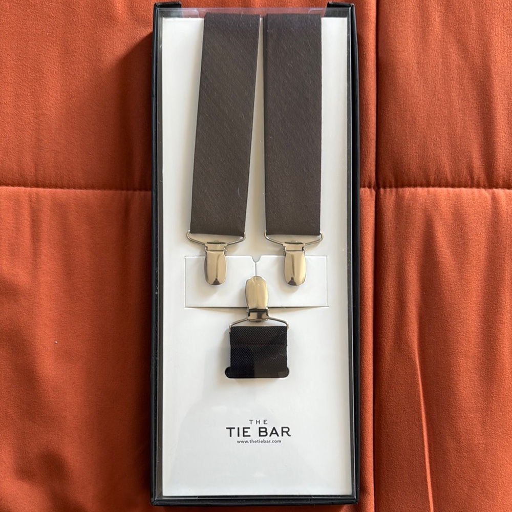 The Tie Bar Astute Solid Chocolate Suspenders